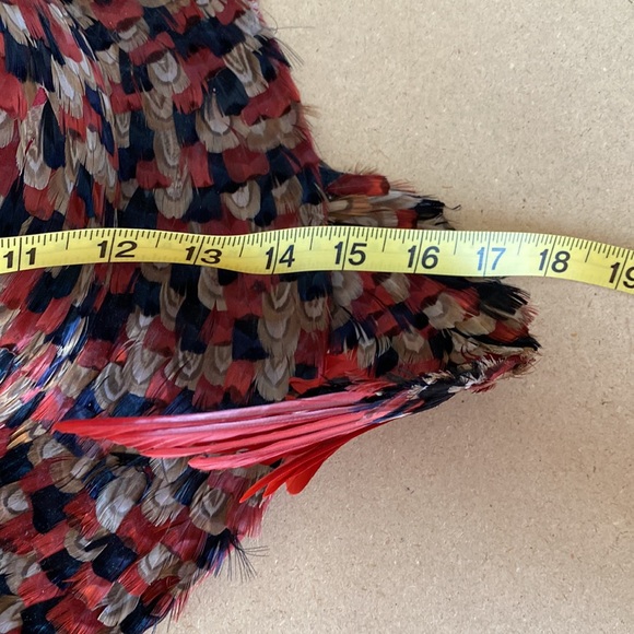 VTG Rare Jack McConnell Feather Hat. Red/Navy Multi Feather Outside - Picture 11 of 16